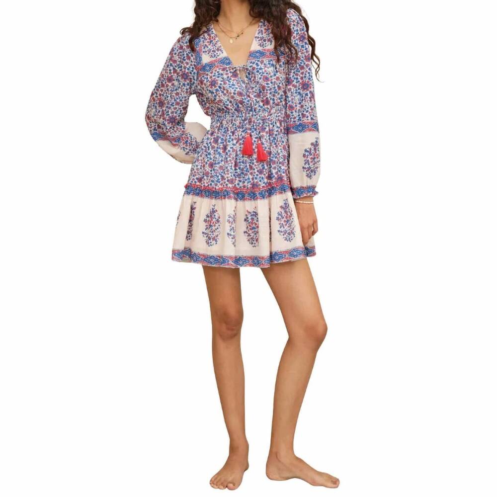 NEW M.A.B.E. della print mini dress in blue/pink